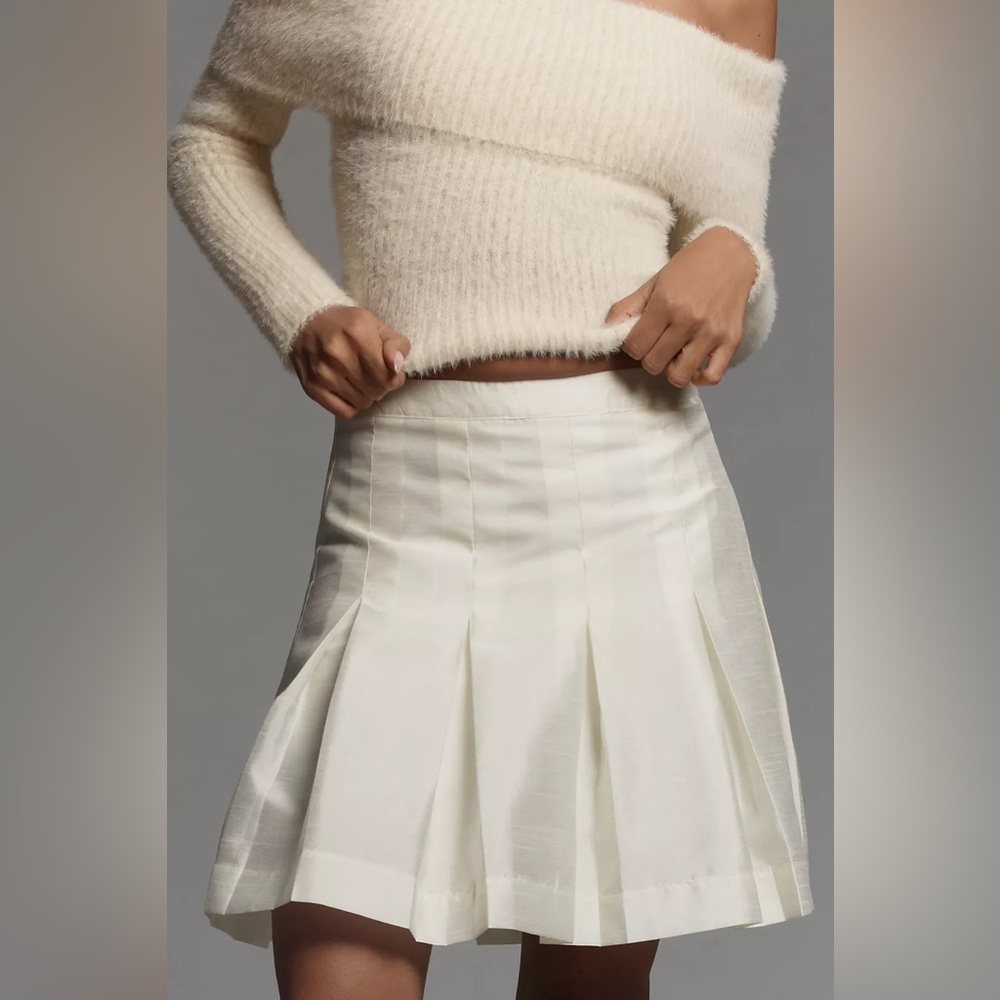 Maeve Pleated Taffeta Mini Skirt